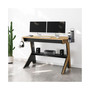 Home Office Computer Writing Desk Workstation with Two Cup Holders and a Headphone Hook- Pine