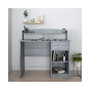 Modern Office Desk with Hutch, Grey