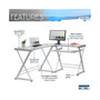 L-Shaped Tempered Glass Top Computer Desk with Pull Out Keyboard Panel, Clear