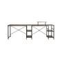 Wood L-Shape with Storage Shelves Industrial Desk