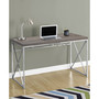 48"L Chrome Metal Computer Desk in Dark Taupe