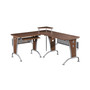 Deluxe L-Shaped Computer Desk With Pull Out Keyboard Panel, Mahogany