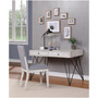 Draven Solid Wood and Iron Base 2 Drawer Writing Desk with Chevron Plank Detailing