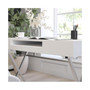 Rhodes Computer Desk Contemporary Writing Desk With Metal Crisscross Frame, Keyboard Tray And 2 Box Drawers