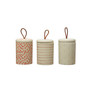 Set of 3 4.25" H Stoneware container with Lid, 3 Colors, 3 Styles