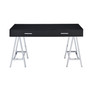 Coleen Built-in USB Port Writing Desk, Black High Gloss & Chrome Finish 93045