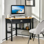 Triangle Computer Desk Corner Office Desk Laptop Table with Drawer Shelves Rustic