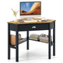 Triangle Computer Desk Corner Office Desk Laptop Table with Drawer Shelves Rustic