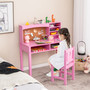 Kids Desk and Chair Set Study Writing Workstation with Hutch & Bulletin Board