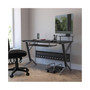 Glass Computer Desk With Pull-Out Keyboard Tray And Cpu Cart