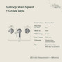 Sydney Wall Spout + Cross Taps Antique Brass