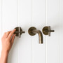 Sydney Wall Spout + Cross Taps Antique Brass