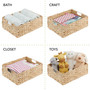 Hyacinth Braided Woven Pantry Bin Basket, Handles, Large - 6 Pack, Natural/Tan