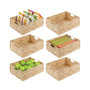 Hyacinth Braided Woven Pantry Bin Basket, Handles, Large - 6 Pack, Natural/Tan