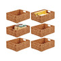 Woven Farmhouse Kitchen Pantry Food Storage Basket Box, Large - 6 Pack, Camel Brown