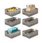 Woven Plastic Kitchen Pantry Storage Bin Basket, Large - 6 Pack - Gray Ombre