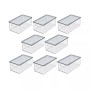Plastic Storage Bin Box Container, Lid and Handles, 8 Pack