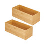 Bamboo Stackable Kitchen Drawer Organizer Tray - 2 Pack
