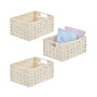 Woven Farmhouse Kitchen Pantry Food Storage Basket Box, Small - 3 Pack, White