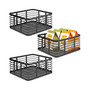 Steel Metal Wire Kitchen Organizer Basket, Handles, 3 Pack, Matte Black