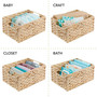 Hyacinth Braided Woven Pantry Bin Basket, Handles, Small - 3 Pack, Natural/Tan