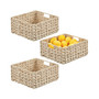 Woven Farmhouse Kitchen Pantry Storage Basket Box, Medium - 3 Pack, Cream/Beige