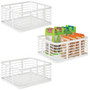 Steel Metal Wire Kitchen Organizer Basket with Handles, 3 Pack, White