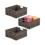 Woven Farmhouse Pantry Food Storage Bin Basket Box, Medium - 3 Pack, Dark Brown