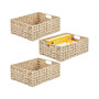 Woven Farmhouse Kitchen Pantry Storage Basket Box, Large - 3 Pack, Cream/Beige