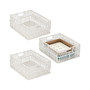 Metal Wire, Cotton Rope Large Decorative Kitchen Basket, 3 Pack - White