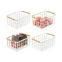 Metal Food Organizer Storage Basket - 4 Pack - Matte White/Natural