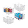 Metal Wire Food Organizer Basket with Built-In Handles, Small, 4 Pack, Chrome