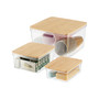 3 Piece Storage Bins with Bamboo Lids Set