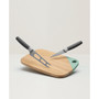 Leo Collection 3 Piece Knife and Cutting Board Set, Grey and Green