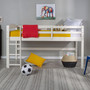 Solid Wood Low Loft Twin Bed - White