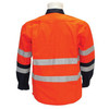 Long Sleeve Drill Shirt Taped Hoop Pattern 6XL Orange Navy