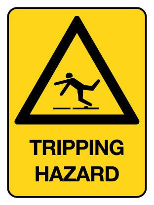 Tripping Hazard Warning Sign Poly 600x450mm