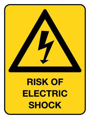 Risk Of Electric Shock Warning Sign Poly 225x300mm