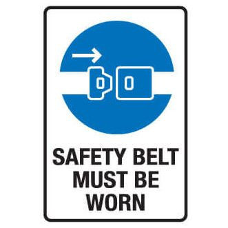 Machinery Safety Sticker - SAFETY BELT MUST BE WORN