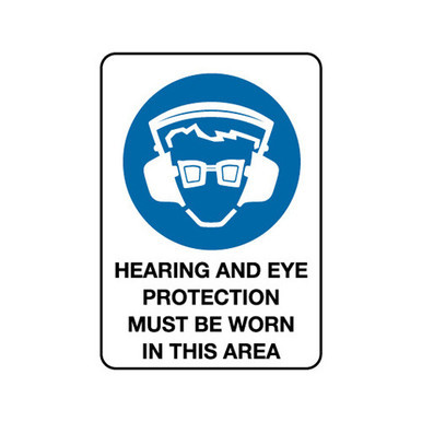 Hearing And Eye Protection Mandatory Sign Metal 600x450mm