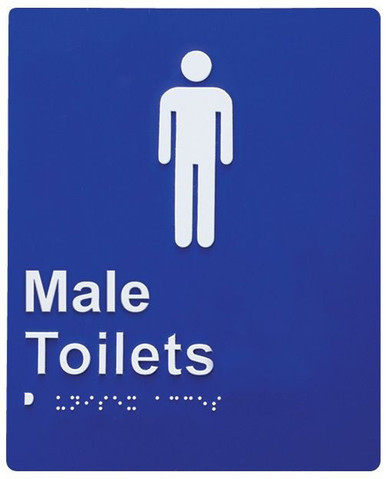Braille Sign Male Toilet Blue
