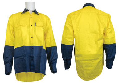 Two Tone Drill Shirt Cotton 6XL Yellow Navy