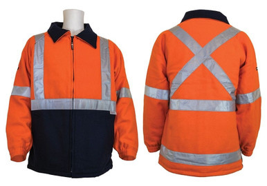 Hi Vis Jacket Taped X Pattern Medium Orange Navy