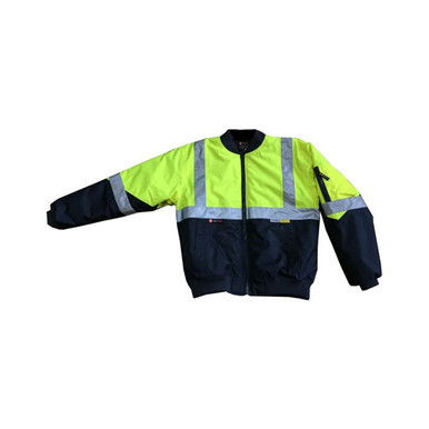 Hi Vis Bomber Jacket Taped Reflective Small Yellow Navy