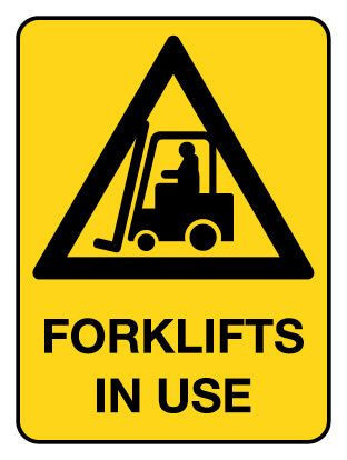 Forklifts In Use Warning Sign Poly 600x450mm