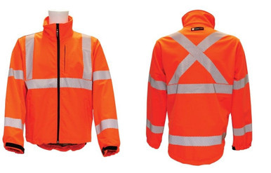 Hi Vis Softshell Two Tone Jacket Taped Reflective Extra Large Orange