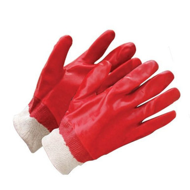Red PVC Coated Knit Wrist Gloves