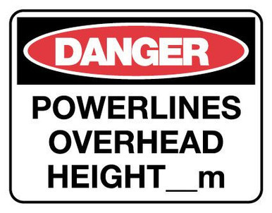 Danger Power Lines Overhead Safety Danger Sign Poly 600x450mm