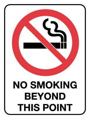 No Smoking Beyond This Point Prohibition Sign Metal 450x300mm