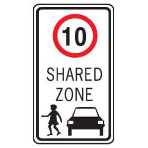 Regulatory Sign - SHARED ZONE 10km